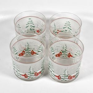 Set of 4 Brazilian 8 Ounce Christmas Glass Tumblers